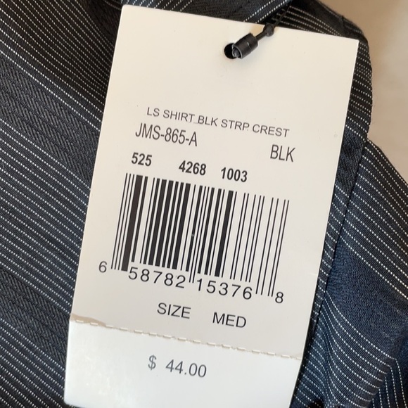 NWT Level Ten Men’s Button Down Black Stripe Shirt Size Medium - Picture 7 of 7
